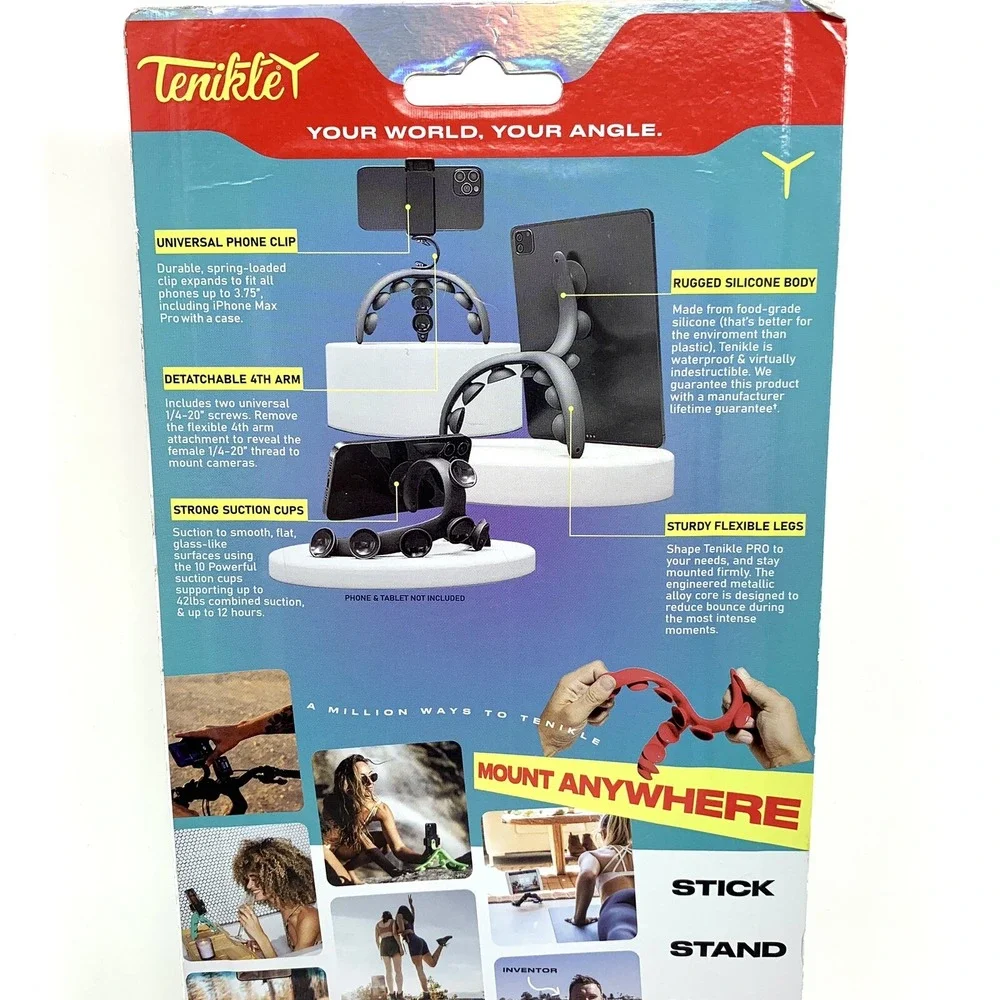 Tenikle Pro Flexible Tripod Bendable Suction Cup Camera & Phone Mount Teal